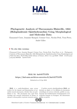 Phylogenetic Analysis of Thecosomata Blainville, 1824