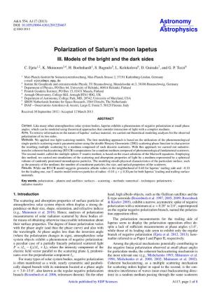 Polarization of Saturn's Moon Iapetus