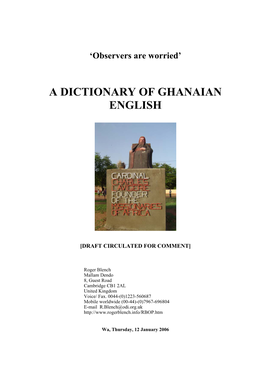 A Dictionary of Ghanaian English
