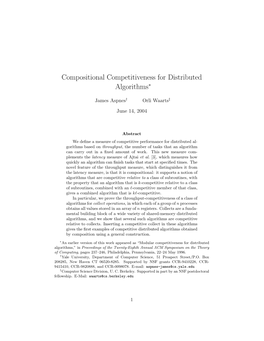 Compositional Competitiveness for Distributed Algorithms∗