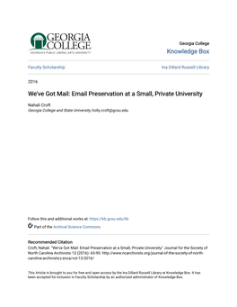 We've Got Mail: Email Preservation at a Small, Private University