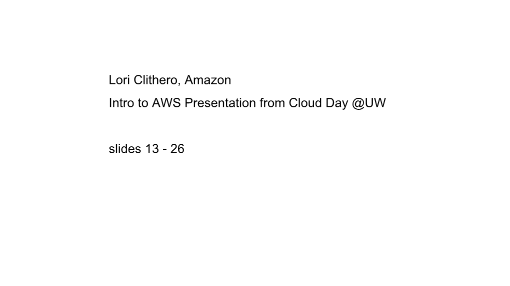 Intro to AWS @UW Cloud