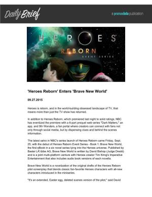 Heroes Reborn' Enters 'Brave New World'