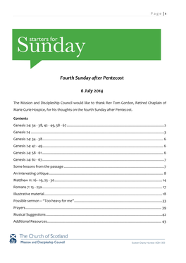 Fourth Sunday After Pentecost 6 July 2014