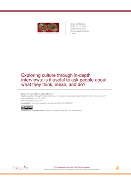 Exploring Culture Through In-Depth Interviews: Is It Useful to Ask People About What They Think, Mean, and Do?