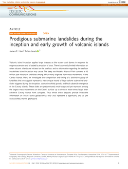 Prodigious Submarine Landslides During the Inception and Early Growth of Volcanic Islands