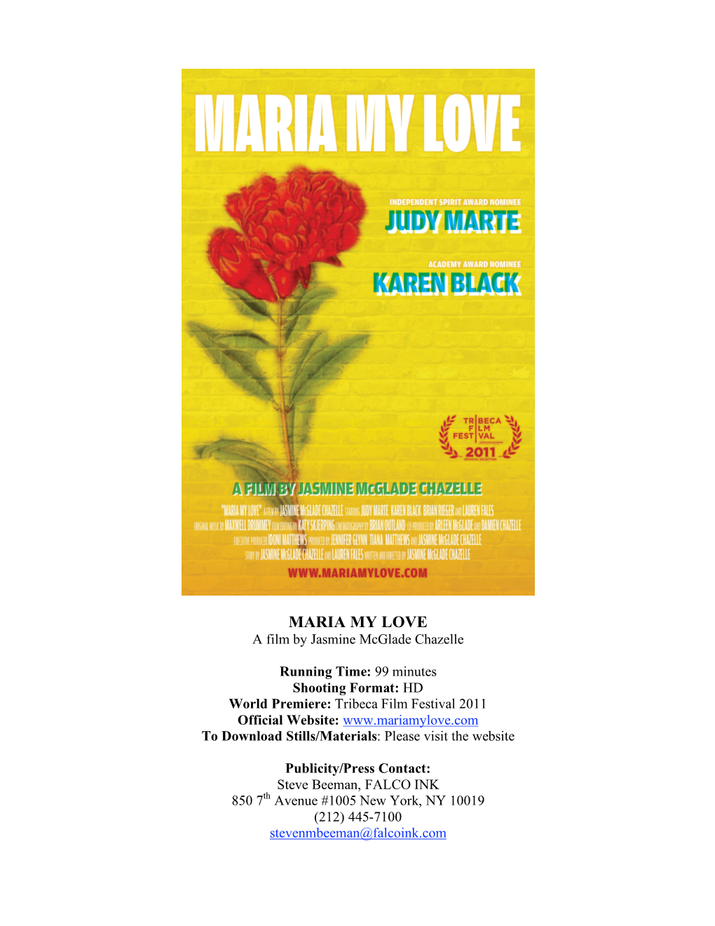 Maria My Love Press Notes