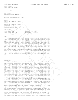 SUPREME COURT of INDIA Page 1 of 19 PETITIONER: VIDYA CHARAN SHUKLA