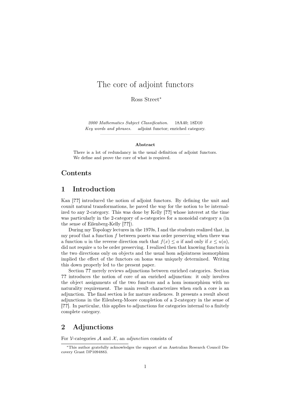 The Core of Adjoint Functors