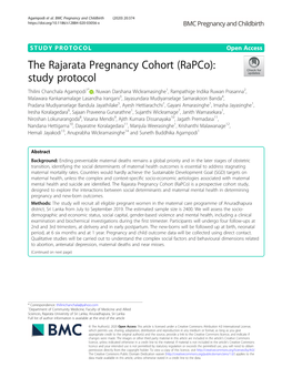 The Rajarata Pregnancy Cohort