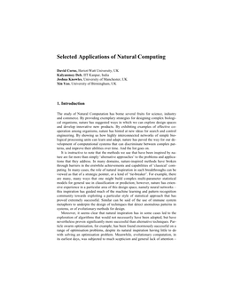 Selected Applications of Natural Computing