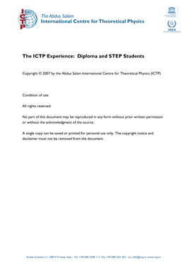 The ICTP Experience: Diploma and STEP Students