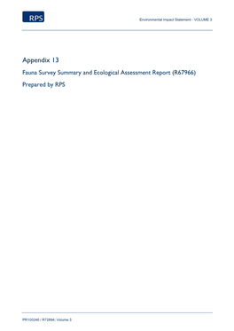 App. 13 – Fauna Survey Summary and Ecological Assessment Report