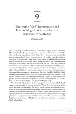 Legitimization and Limits of Mughal Military Violence in Early Modern South Asia Pratyay Nath