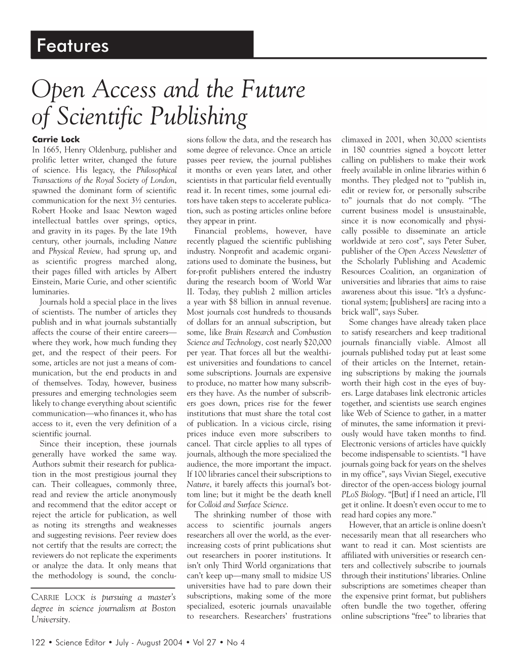 Open Access and the Future of Scientific Publishing