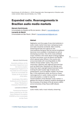 Expanded Radio. Rearrangements in Brazilian Audio Media Markets