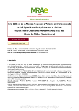 Avis Délibéré De La Mission Régionale D'autorité Environnementale De La