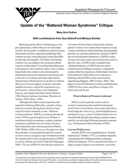 Battered Woman Syndrome” Critique