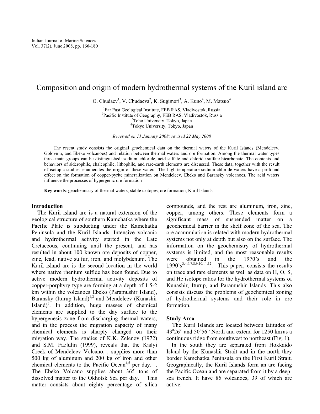 Composition and Origin of Modern Hydrothermal Systems of the Kuril Island Arc