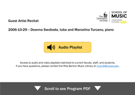 Audio Playlist Scroll to See Program