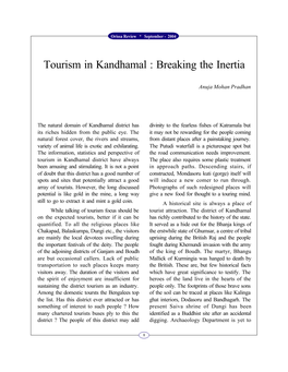 Tourism in Kandhamal : Breaking the Inertia