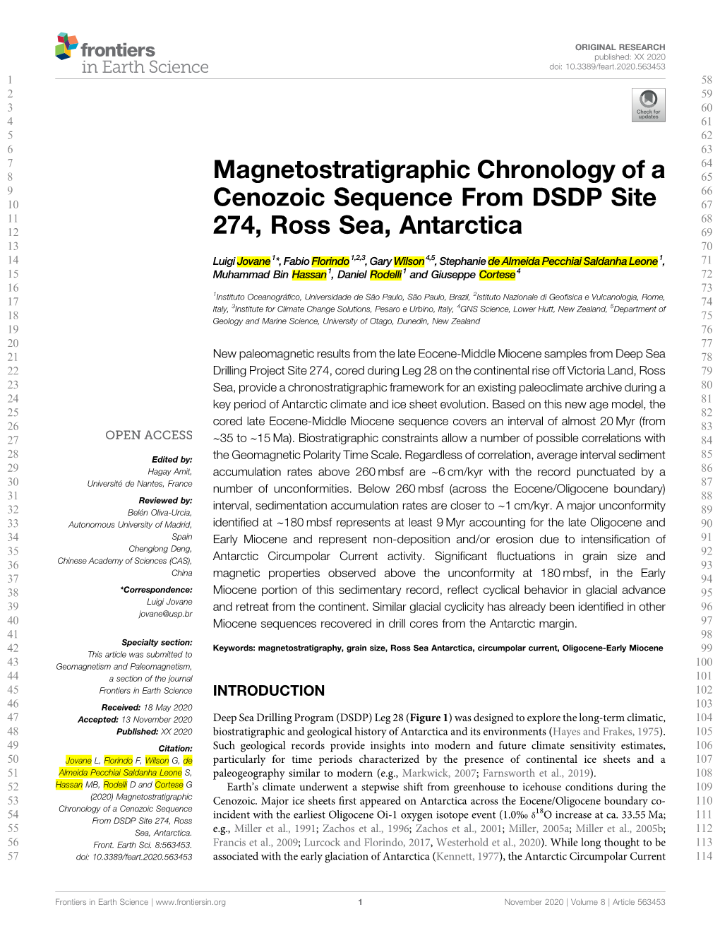 Magnetostratigraphic Chronology of a Cenozoic Sequence from DSDP