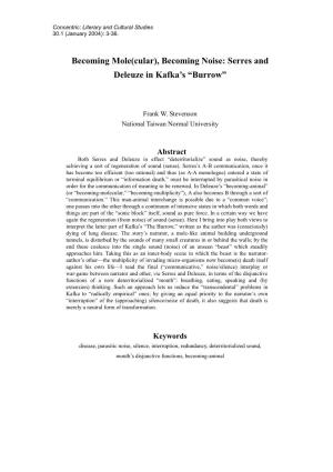 Becoming Noise: Serres and Deleuze in Kafka's “Burrow”