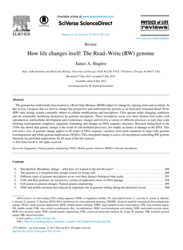 How Life Changes Itself: the Read–Write (RW) Genome