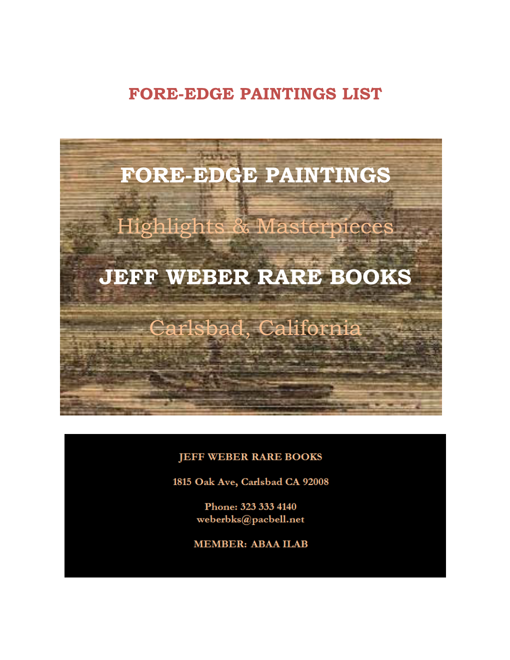 Fore-Edge Painting List January 2017