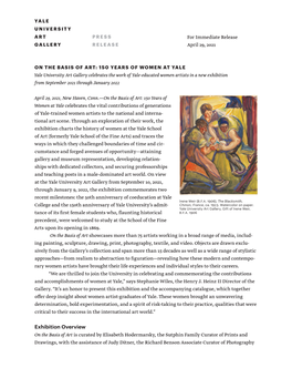 On the Basis of Art: 150 Years of Women at Yale Press Release