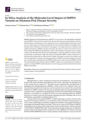 In Silico Analysis of the Molecular-Level Impact of SMPD1 Variants on Niemann-Pick Disease Severity