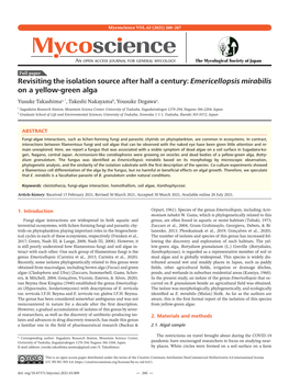 Emericellopsis Mirabilis on a Yellow-Green Alga Yusuke Takashimaa, *, Takeshi Nakayamab, Yousuke Degawaa