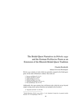 The Bridal-Quest Narratives in Þiðreks Saga and the German Waltharius