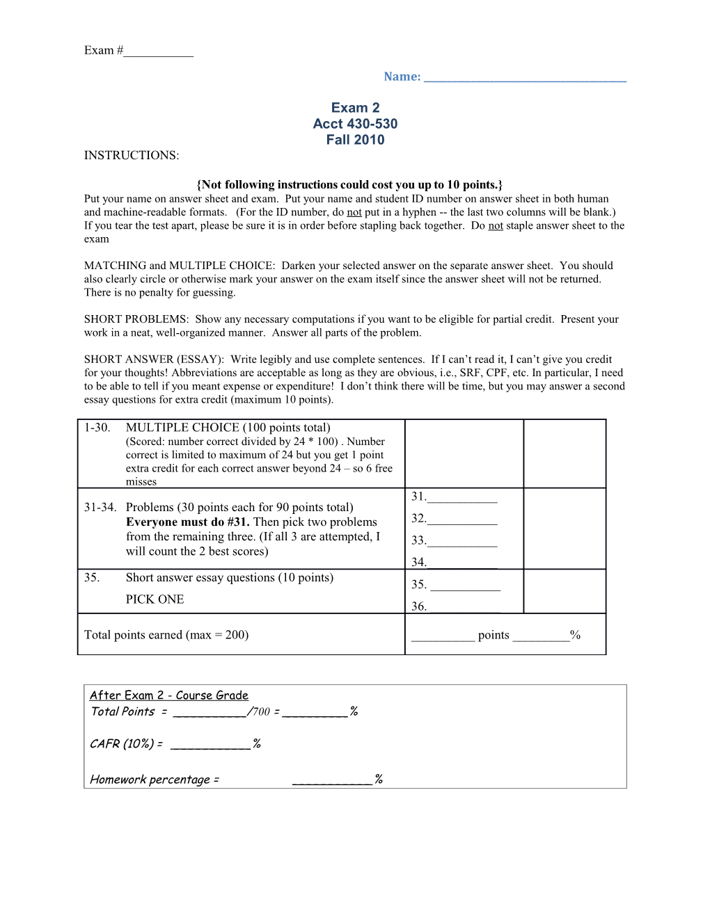 Exam 2 Acct 430/530 Fall 2010 Page 17