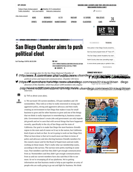 San Diego Chamber Aims to Push Political Clout