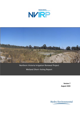 Northern Victoria Irrigation Renewal Project Wetland Short-Listing Report