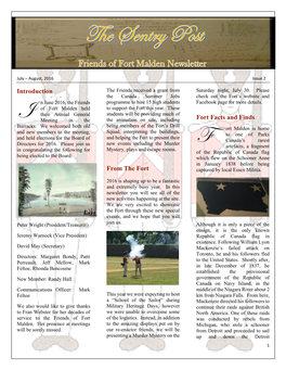 Fort Malden Newsletter