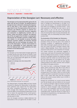 Depreciation of the Georgian Lari: Necessary and Effective