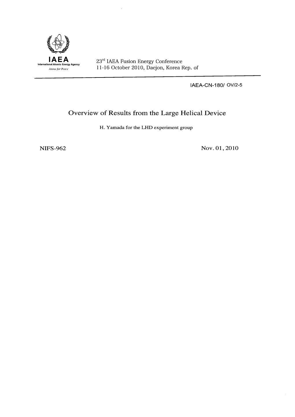 Overview of Results from the Large Helical Device