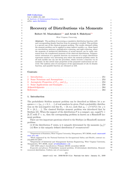 Recovery of Distributions Via Moments 4 5 5 6 Robert M
