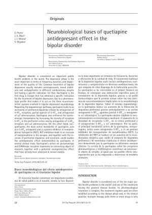 Neurobiological Bases of Quetiapine Antidepresant Effect in the Bipolar Disorder