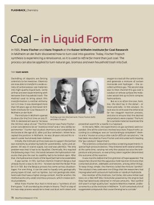 Coal – in Liquid Form