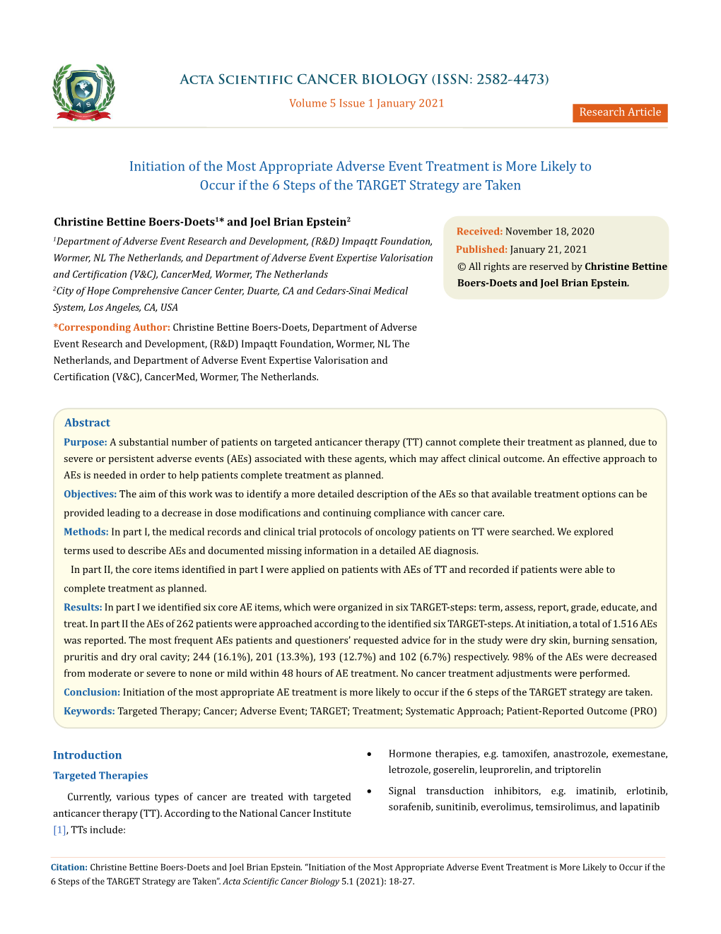 Initiation of the Most Appropriate Adverse Event Treatment Is More Likely to Occur If the 6 Steps of the TARGET Strategy Are Taken