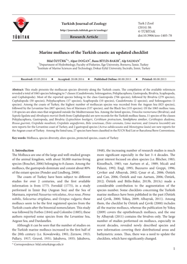 Marine Molluscs of the Turkish Coasts: an Updated Checklist