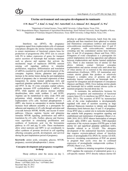 Uterine Environment and Conceptus Development in Ruminants