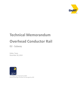 Technical Memorandum Overhead Conductor Rail D2 ‐ Subway