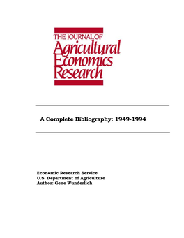 Journal of Agricultural Economics Research Was Initiated by O.V
