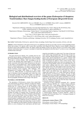 Biological and Distributional Overview of the Genus Eledonoprius (Coleoptera: Tenebrionidae): Rare Fungus-Feeding Beetles of European Old-Growth Forests