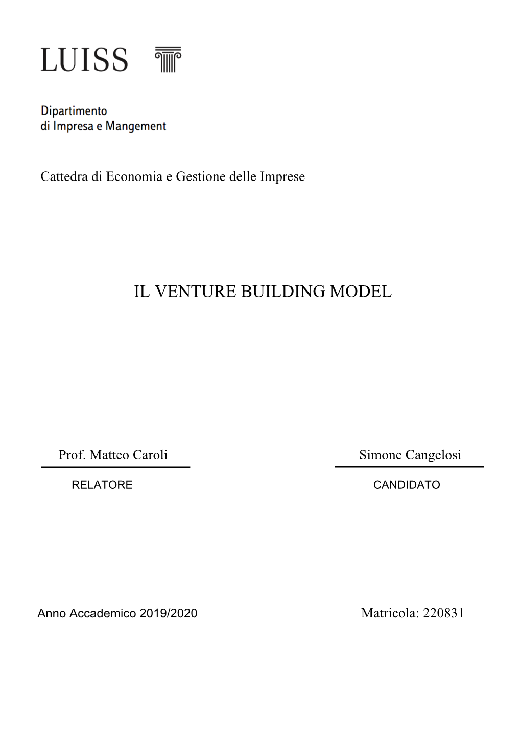 Il Venture Building Model