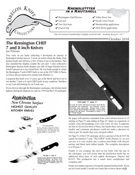 October 2018 the Remington CHEF 7 and 8 Inch Knives Jim Pitblado Very Early in My Knife Collecting I Developed an Interest in Remington Kitchen Knives